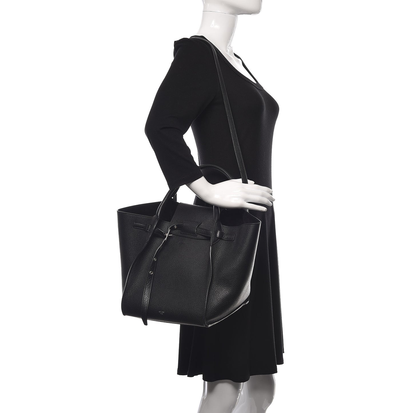Supple Grained Calfskin Small Big Bag Black