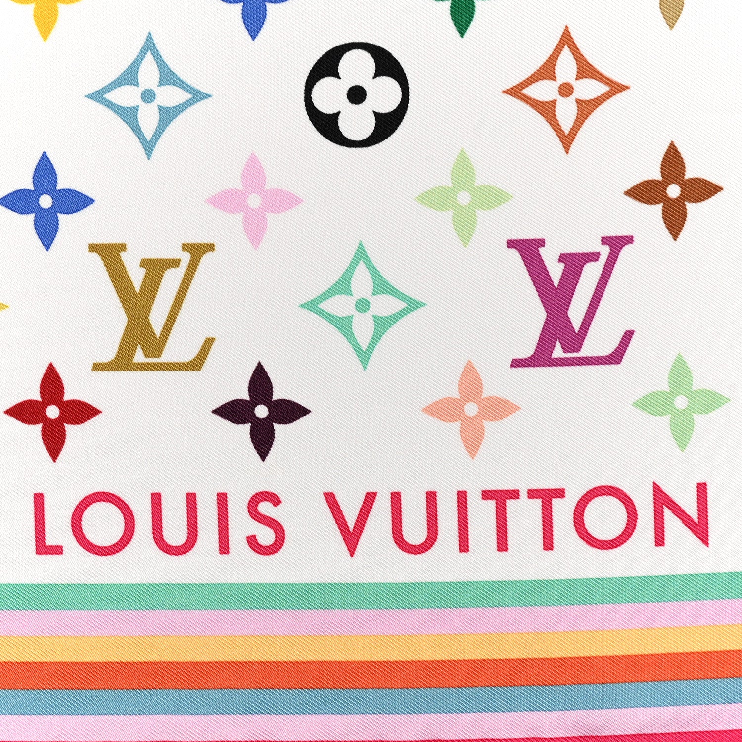 Louis Vuitton LV X TM Silk Monogram Multicolor Square Scarf 90