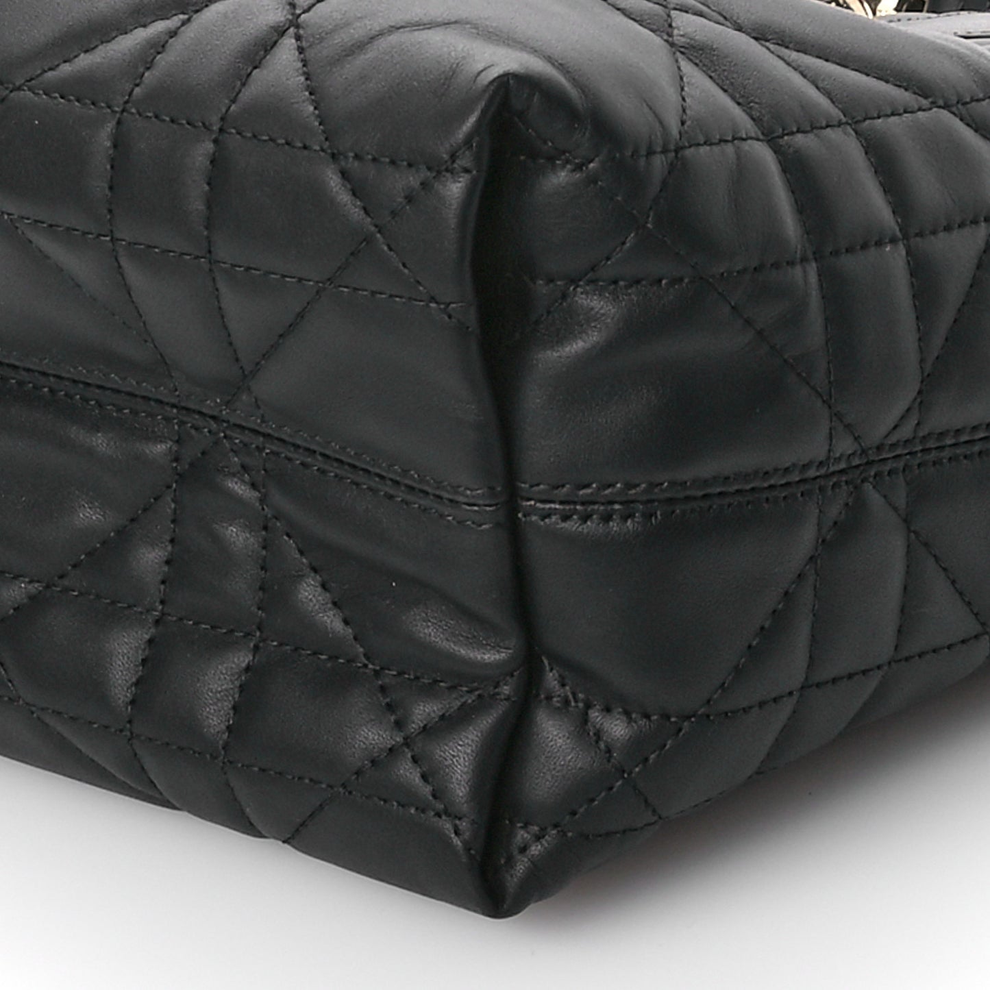 Calfskin Macrocannage Small Toujours Vertical Tote Black