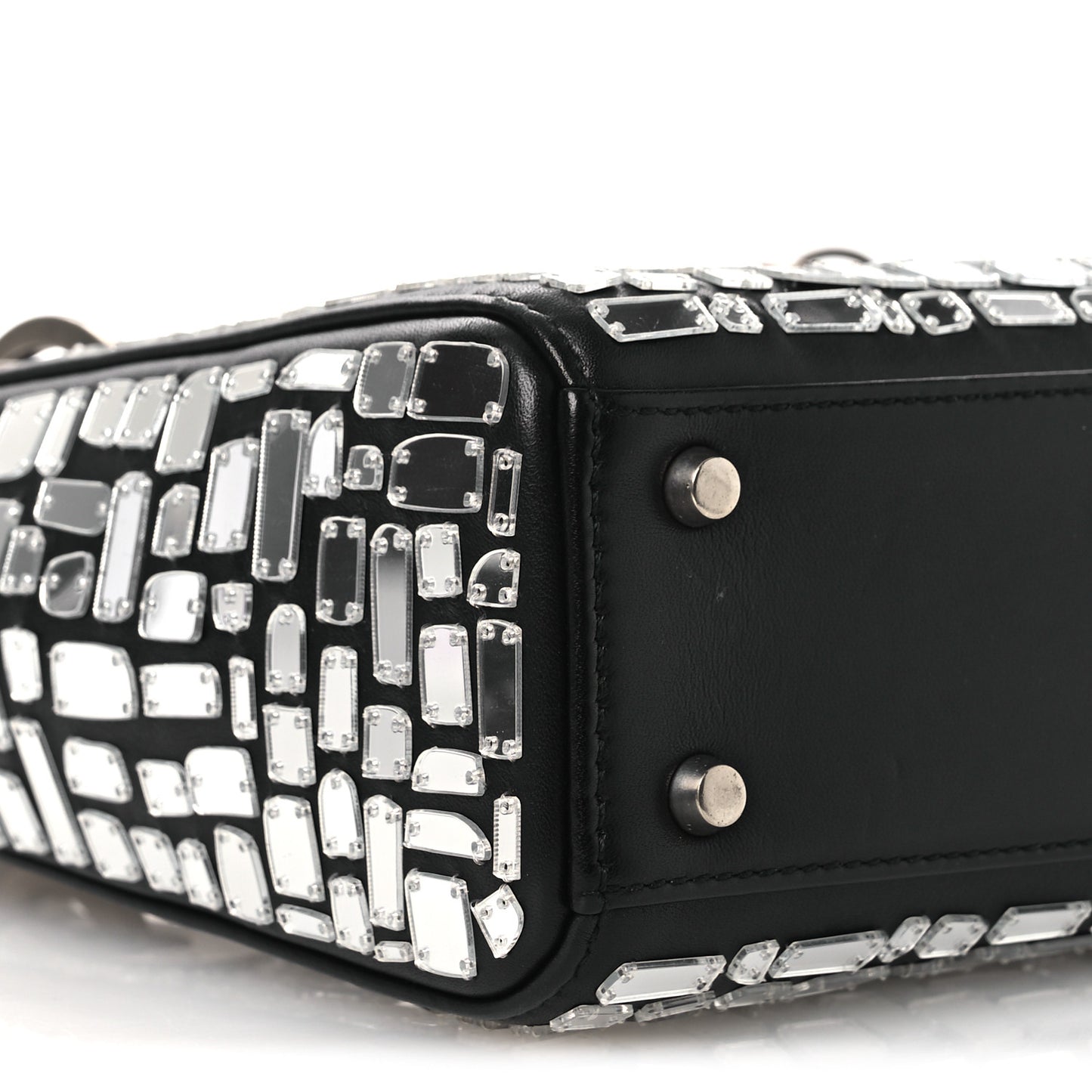 Smooth Calfskin Embroidered Mini Mosaic of Mirrors Lady Dior Black