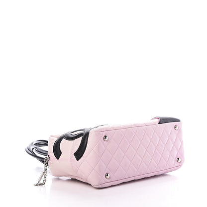 Chanel Calfskin Quilted Large Cambon Bowler Pink Black 4 of 13