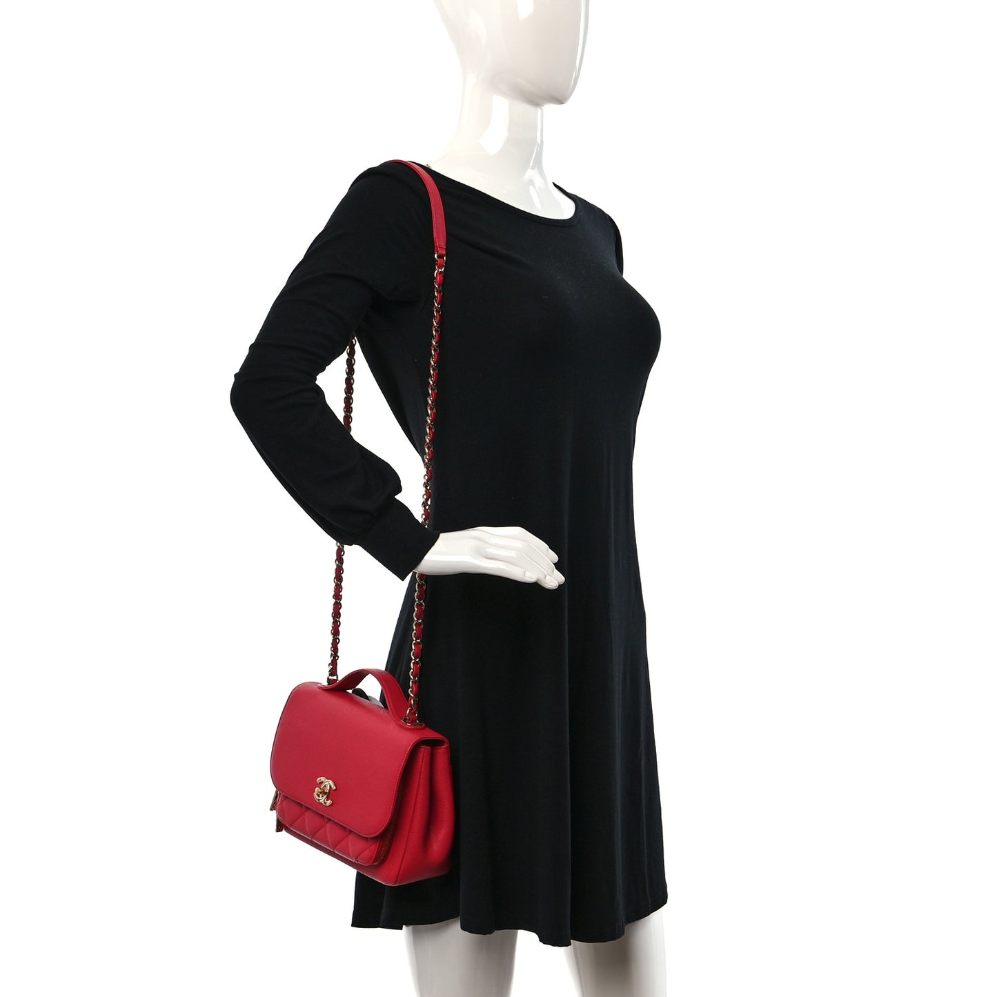 Caviar Quilted Medium Business Affinity Flap Red