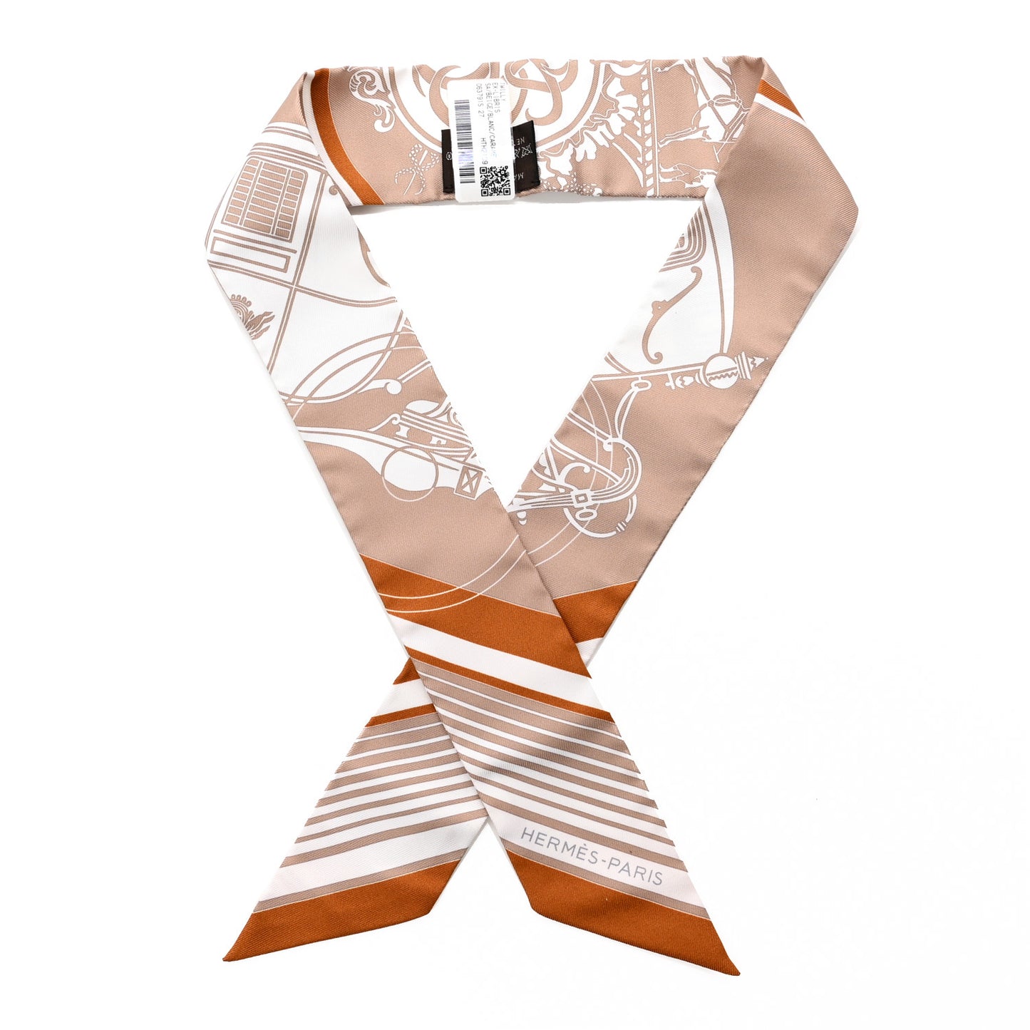 Silk Ex-Libris Twilly Beige White Caramel