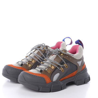 Gucci X SEGA Mesh Canvas Calfskin Womens Flashtrek Sneakers 38 White Box Pink Ardesia Loess 2 of 7