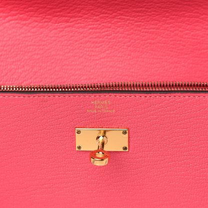 Hermes Chevre Mysore Kelly Longue Wallet Rose Lipstick 6 of 11