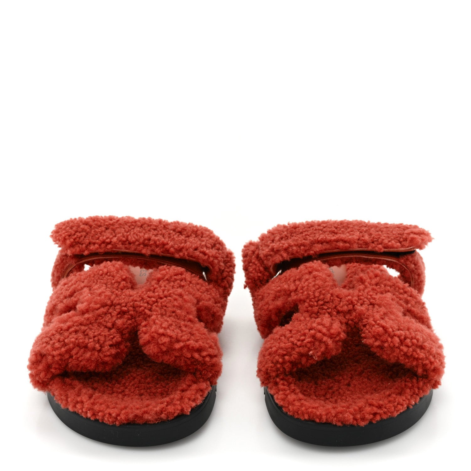Hermes Woolskin Womens Chypre Sandals 38 Rouge De Turin 2 of 8
