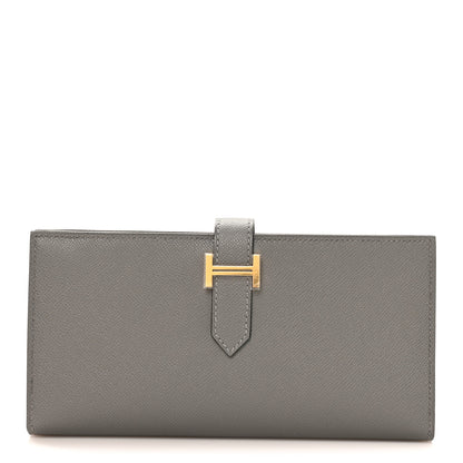 Hermes Grained Monsieur Bearn Gusset Wallet Gris Meyer 1 of 9