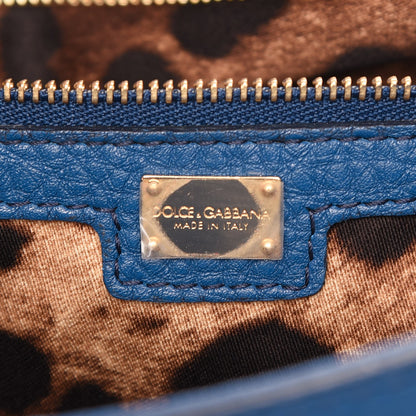 Dolce & Gabbana Grained Deerskin Large Miss Sicily Satchel Blue 6 of 6