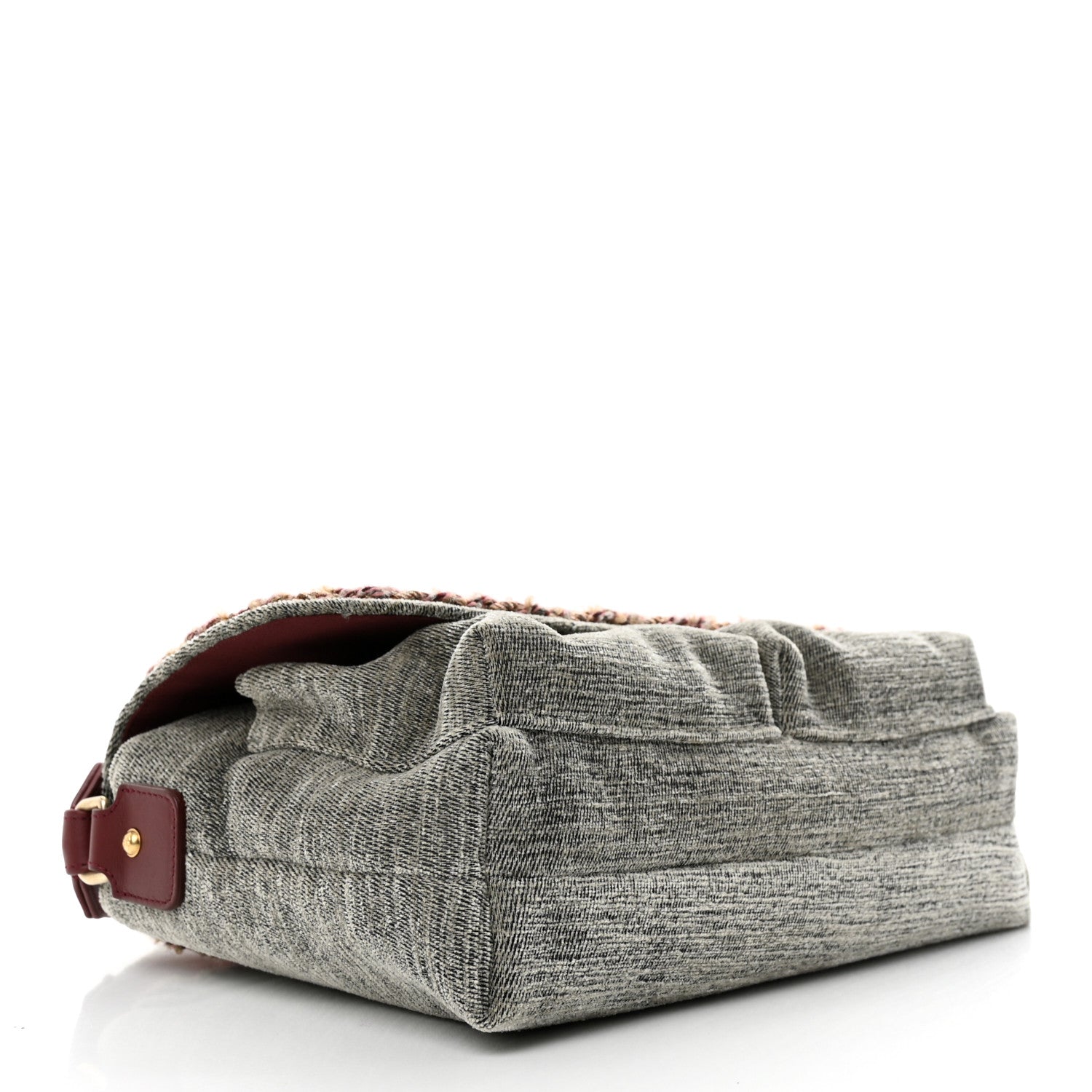 Chanel Wool Velvet Quilted Parisian Stroll Messenger Grey 4 of 11