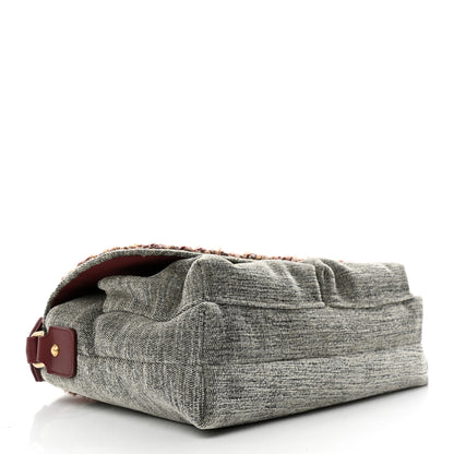 Chanel Wool Velvet Quilted Parisian Stroll Messenger Grey 4 of 11