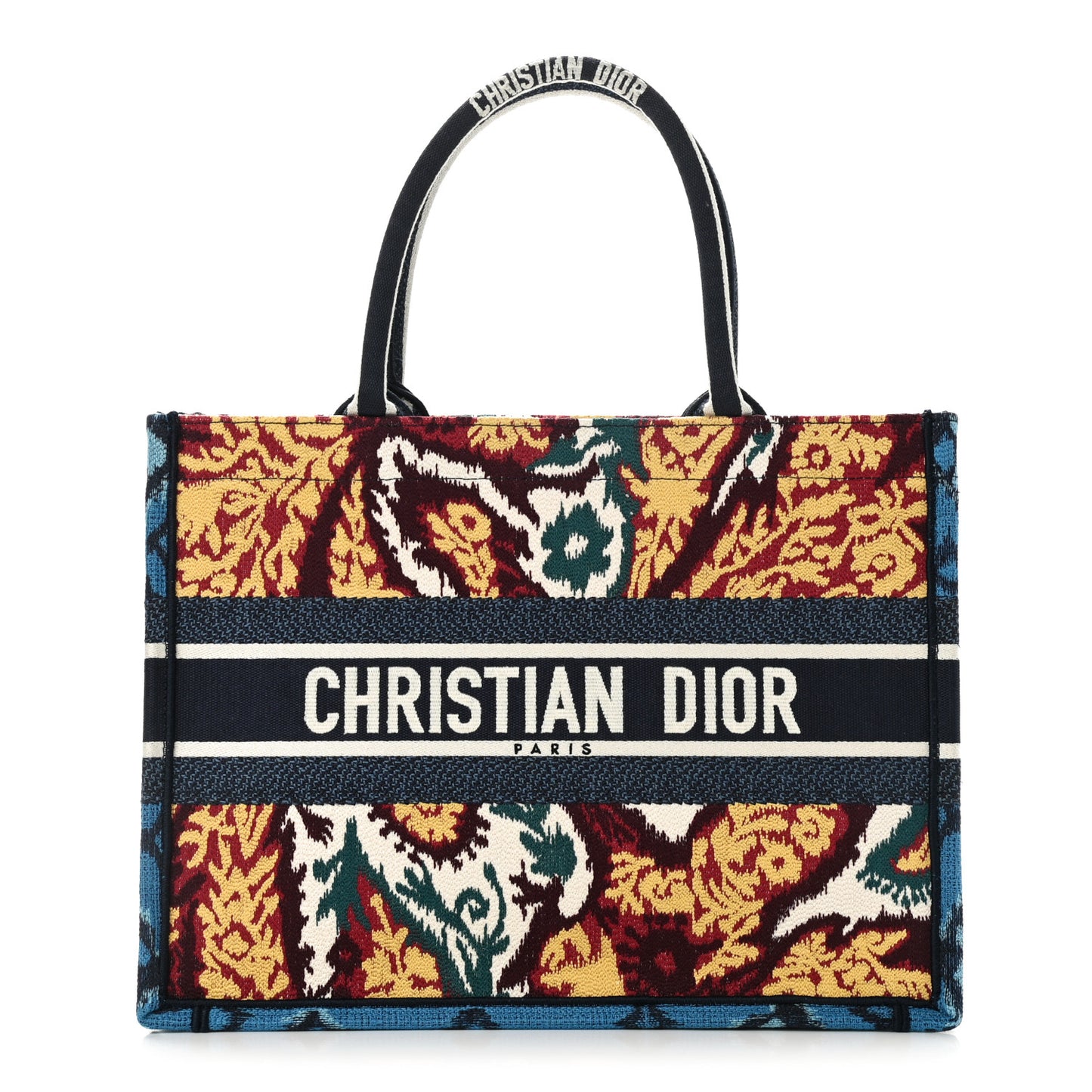 Canvas Embroidered Paisley Medium Book Tote Blue Multicolor
