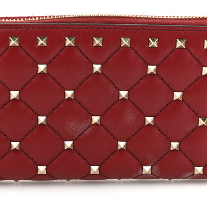 Valentino Garavani Nappa Rockstud Spike Zip Around Wallet Rubino 13 of 14