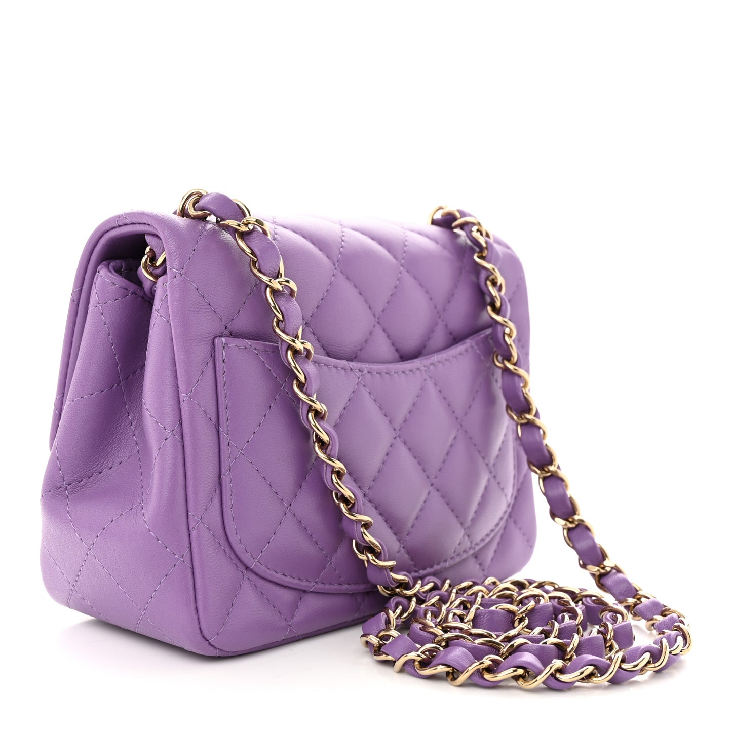 Lambskin Quilted Mini Square Flap Purple