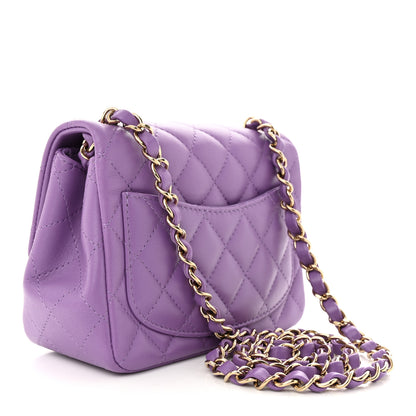 Chanel Lambskin Quilted Mini Square Flap Purple 3 of 11