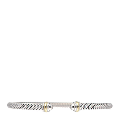 David Yurman Sterling Silver 18K Yellow Gold 4mm Cable Classics Bracelet 1 of 4