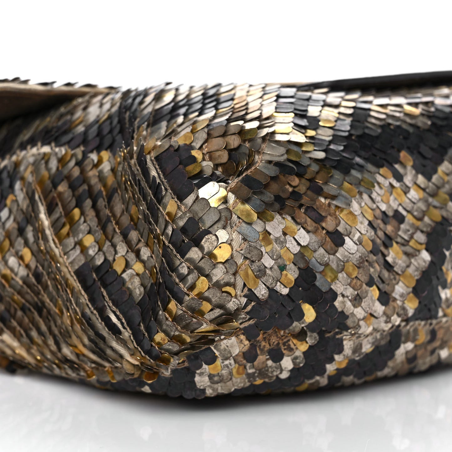 Silk Metallic Sequin Watersnake Carolina Chain Shoulder Bag Multicolor