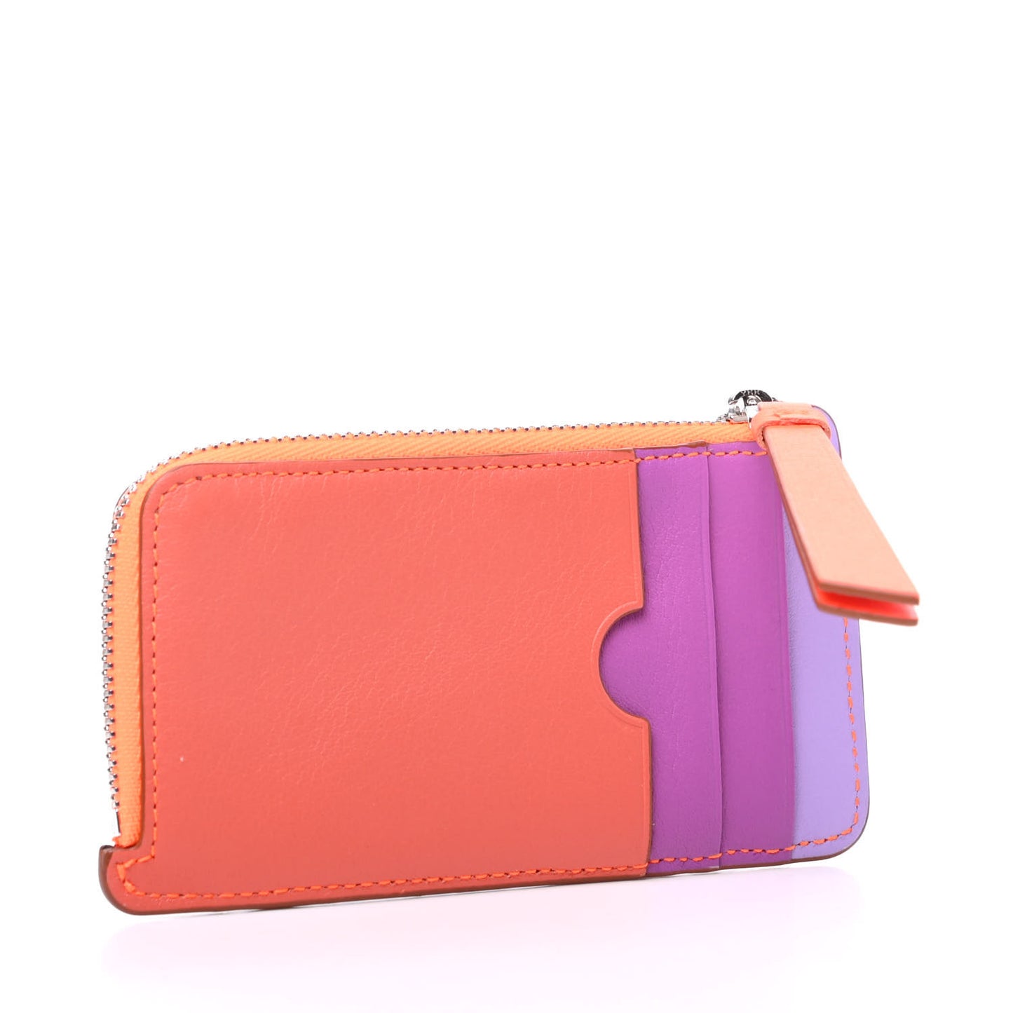 Calfskin Paula's Ibiza Puzzle Colorblock Coin Card Holder Grapefruit Mauve