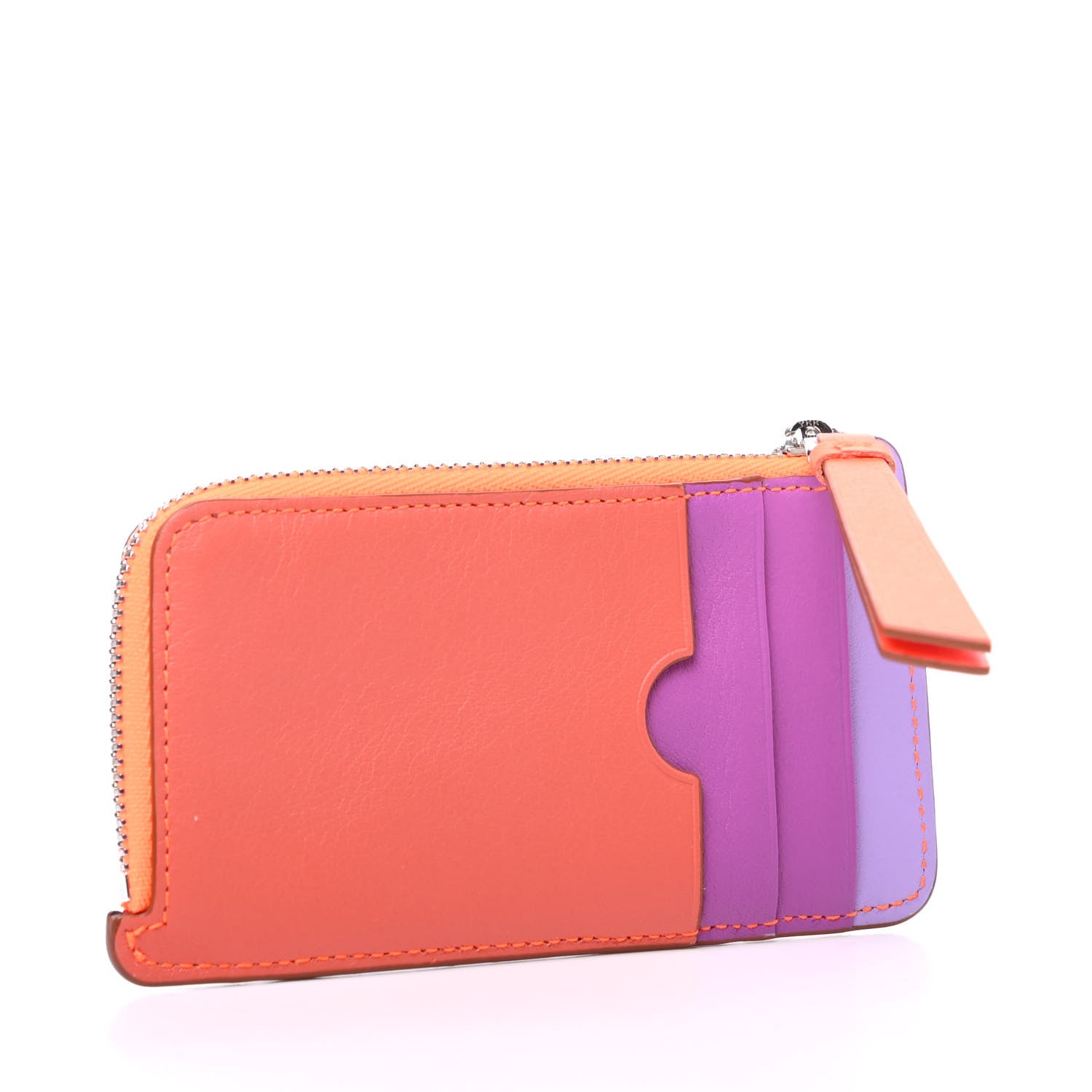 Loewe Calfskin Paula's Ibiza Puzzle Colorblock Coin Card Holder Grapefruit Mauve 3 of 7