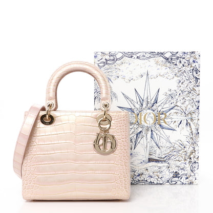 Christian Dior Metallic Alligator Medium Lady Dior Rose 11 of 11