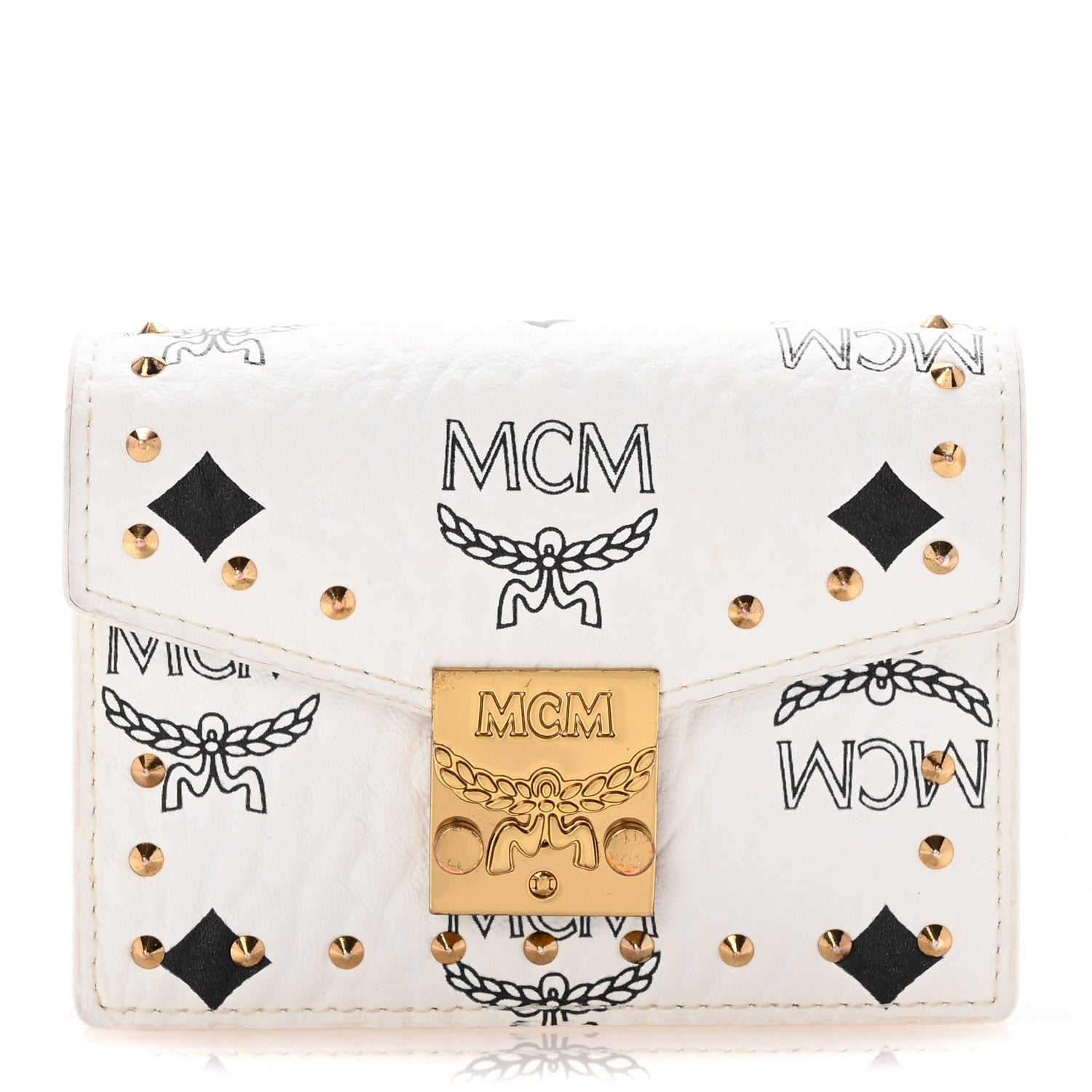 MCM Visetos Mini Accordion Card Wallet White 1 of 10