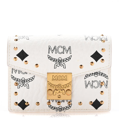 MCM Visetos Mini Accordion Card Wallet White 1 of 10