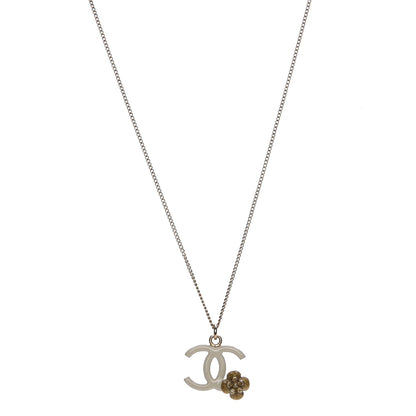 Chanel Enamel CC Camellia Necklace Ivory Gold 1 of 5