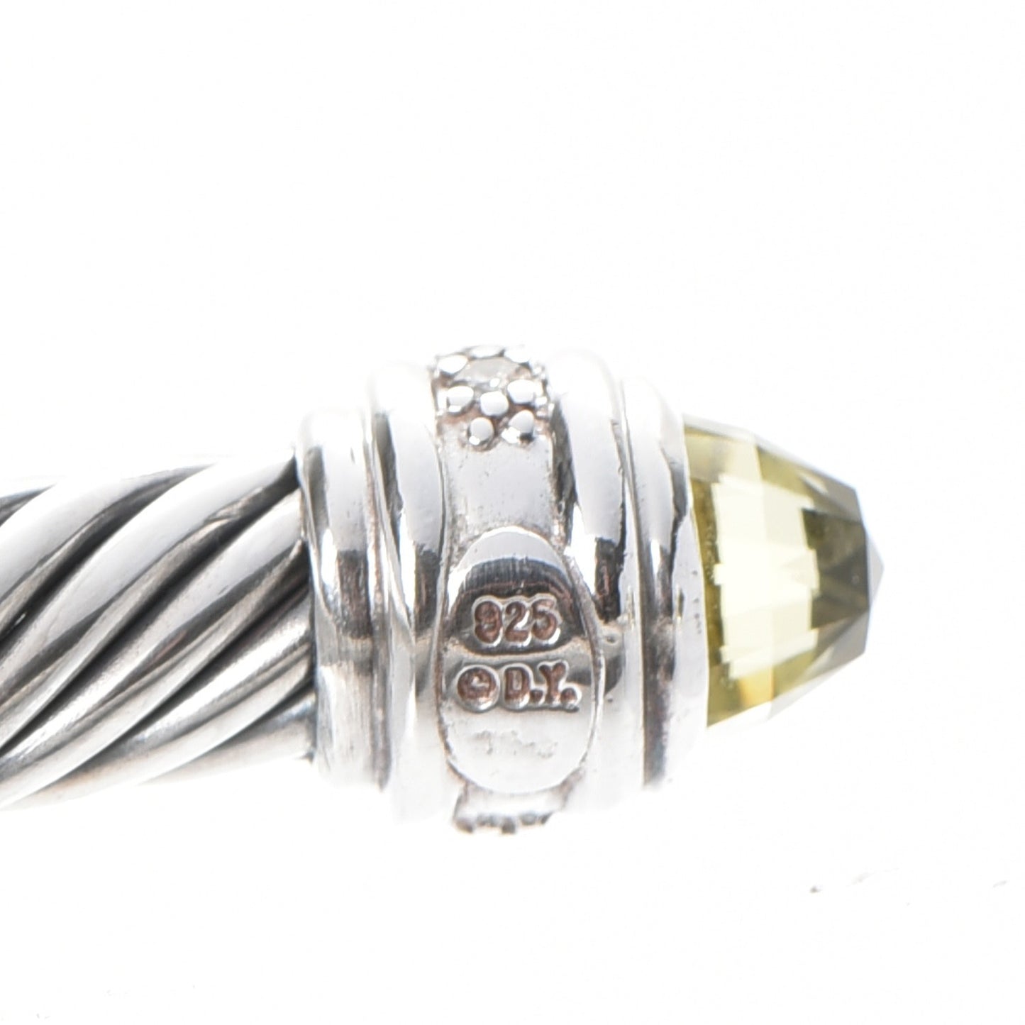 Sterling Silver Diamond Lemon Citrine 7mm Cable Classics Bracelet