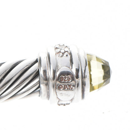 David Yurman Sterling Silver Diamond Lemon Citrine 7mm Cable Classics Bracelet 4 of 5