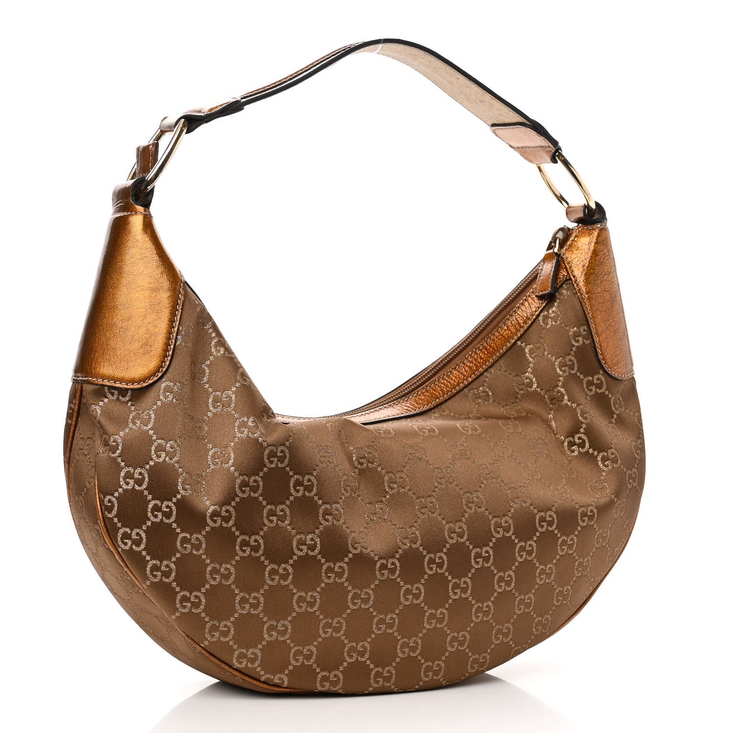 Satin Monogram Half Moon Hobo Bronze