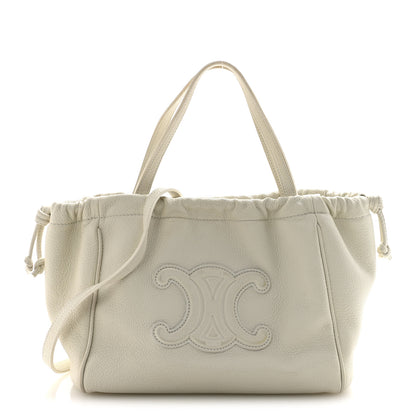 Celine Calfskin Cuir Small Triomphe Cabas Drawstring White 1 of 14