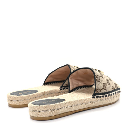 Gucci Monogram Matelasse GG Marmont Espadrille 20mm Slide Sandals 39.5 Beige Ebony Black 5 of 9