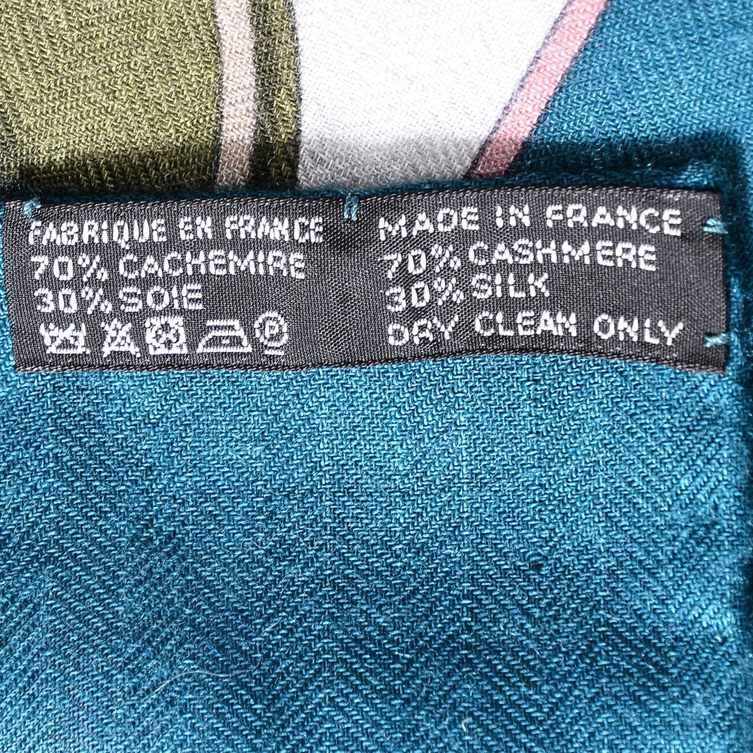 Hermes Cashmere Silk La Promenade Du Matin Shawl 140 Petrole Gris Chine Vert 5 of 7