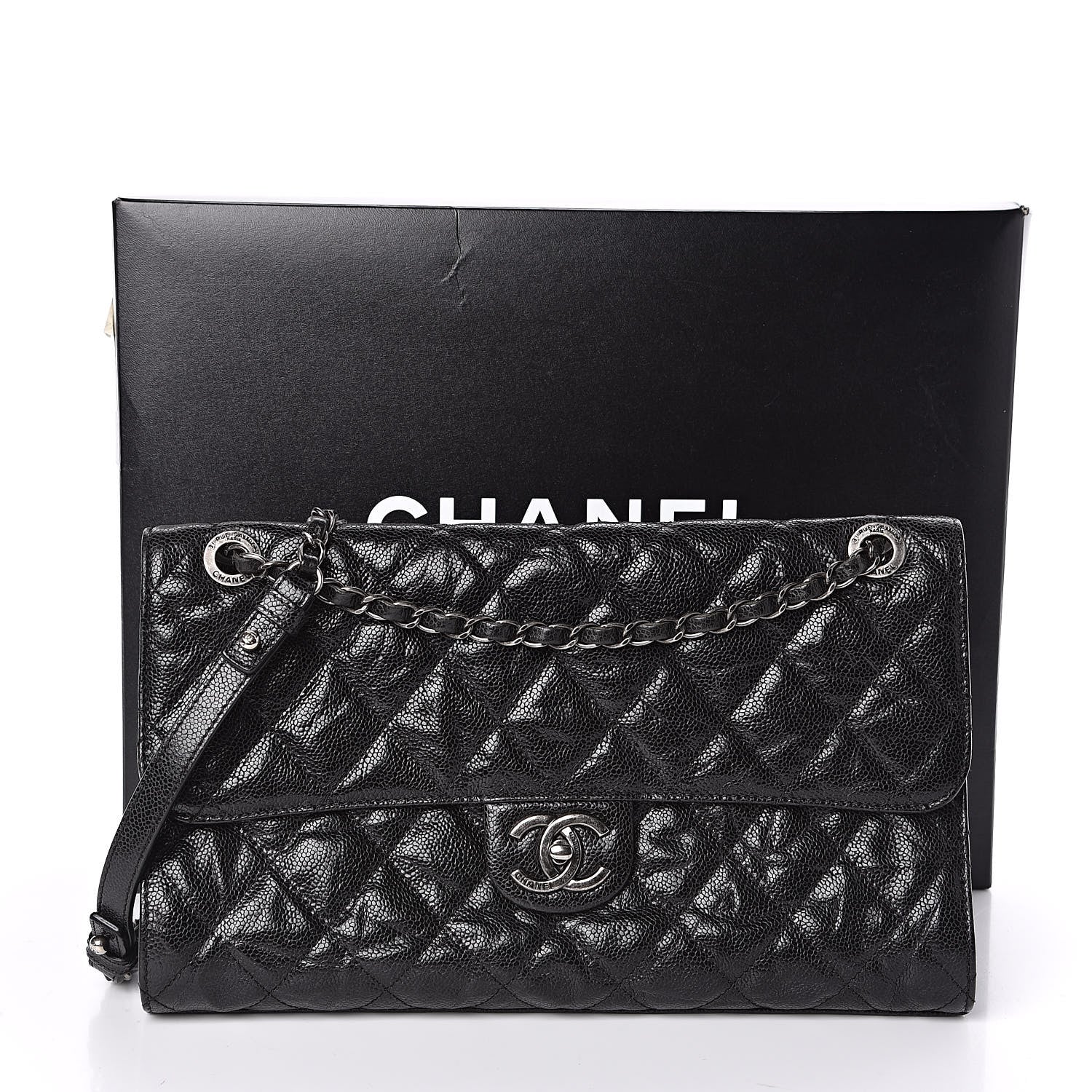 Chanel Crumpled Grained Calfskin Jumbo CC Crave Flap Black 12 of 12