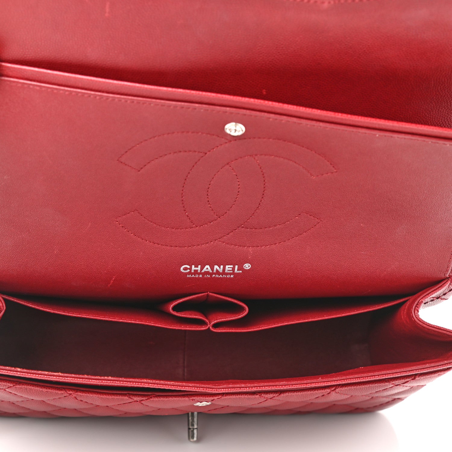 Chanel Caviar Quilted Jumbo Double Flap Dark Red 5 of 12