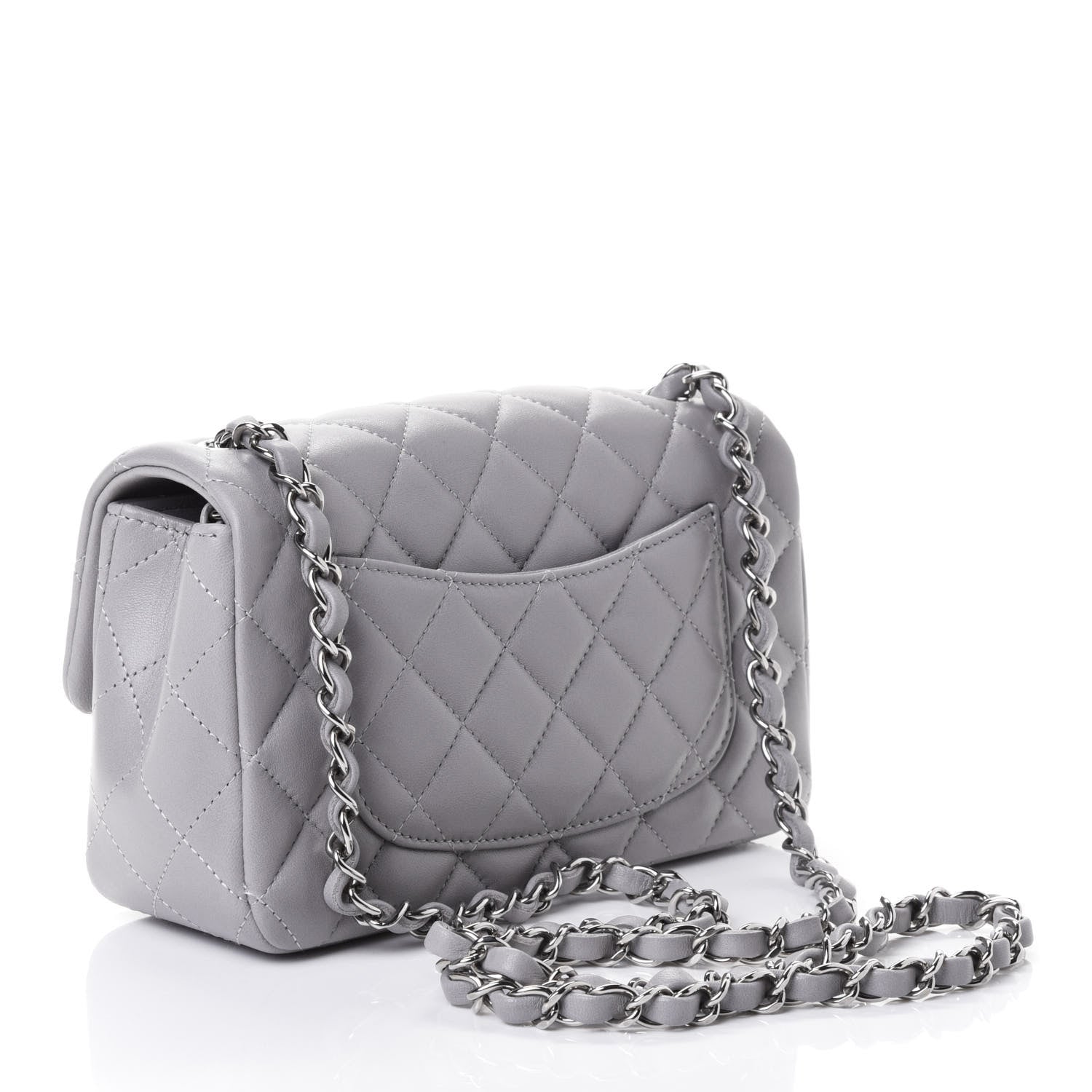 Chanel Lambskin Quilted Mini Rectangular Flap Grey 2 of 6