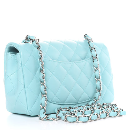Chanel Lambskin Quilted Mini Rectangular Flap Light Blue 3 of 11