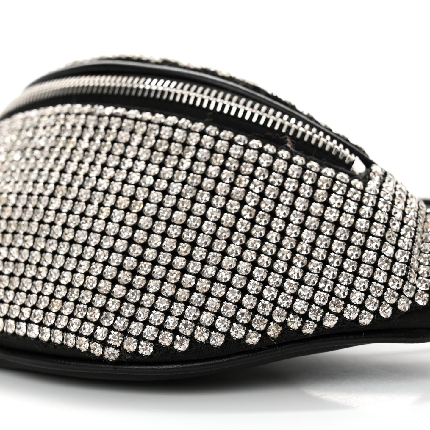 Rhinestone Mesh Mini Attica Belt Bag Black