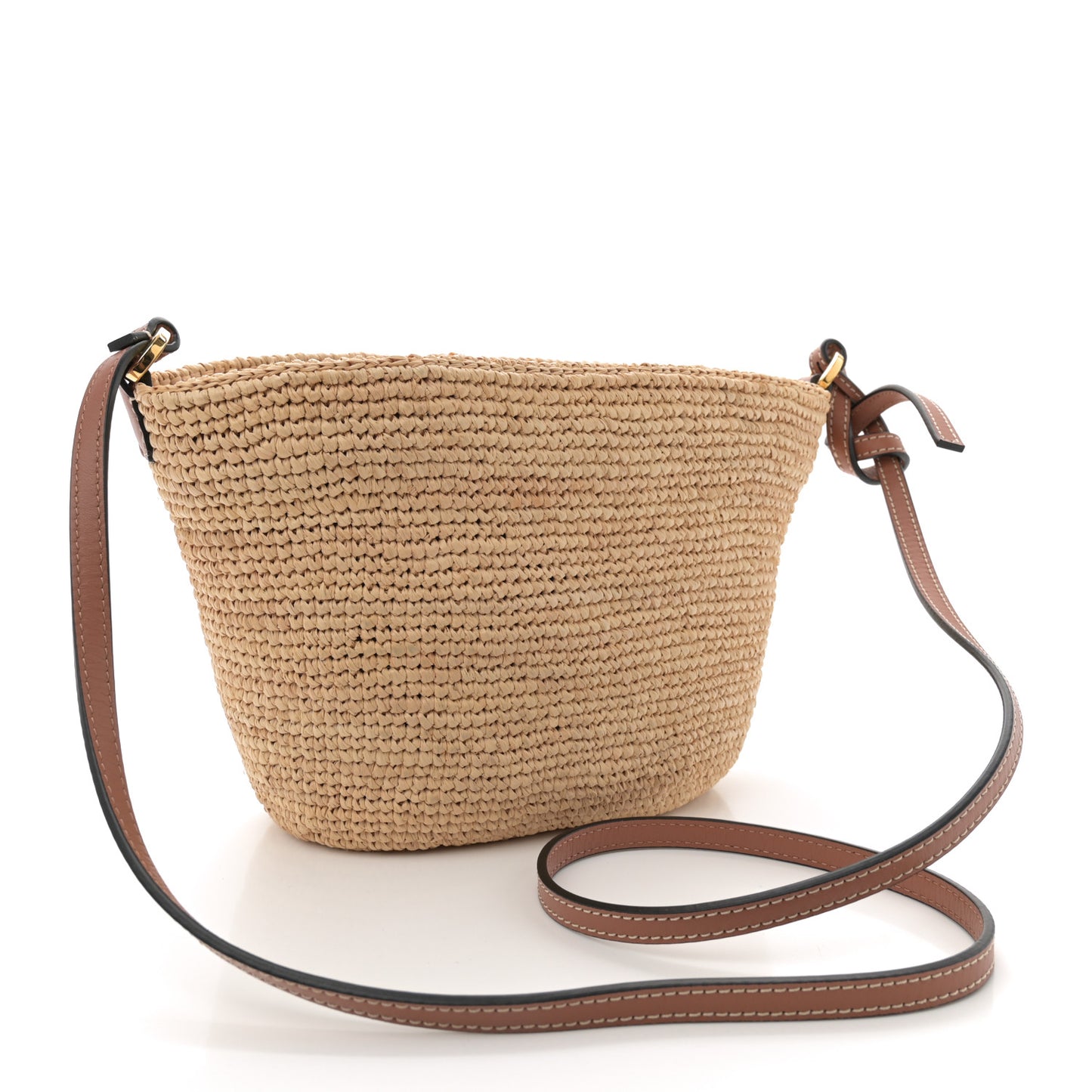 Calfskin Raffia Anagram Paulas Ibiza Pochette Bag Natural Tan