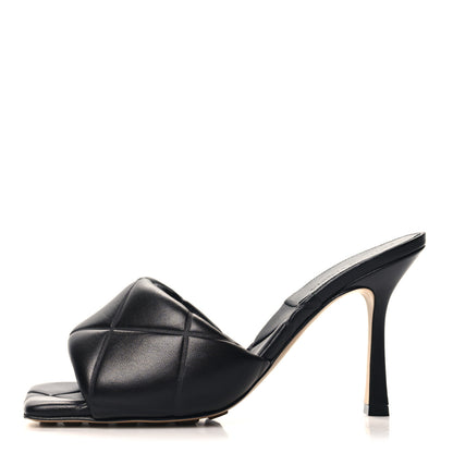 Bottega Veneta Nappa Quilted Rubber Lido Mule Sandals 39 Black 1 of 9