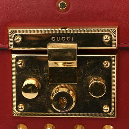 Gucci Calfskin Studded Small Padlock Shoulder Bag Hibiscus Red 13 of 15