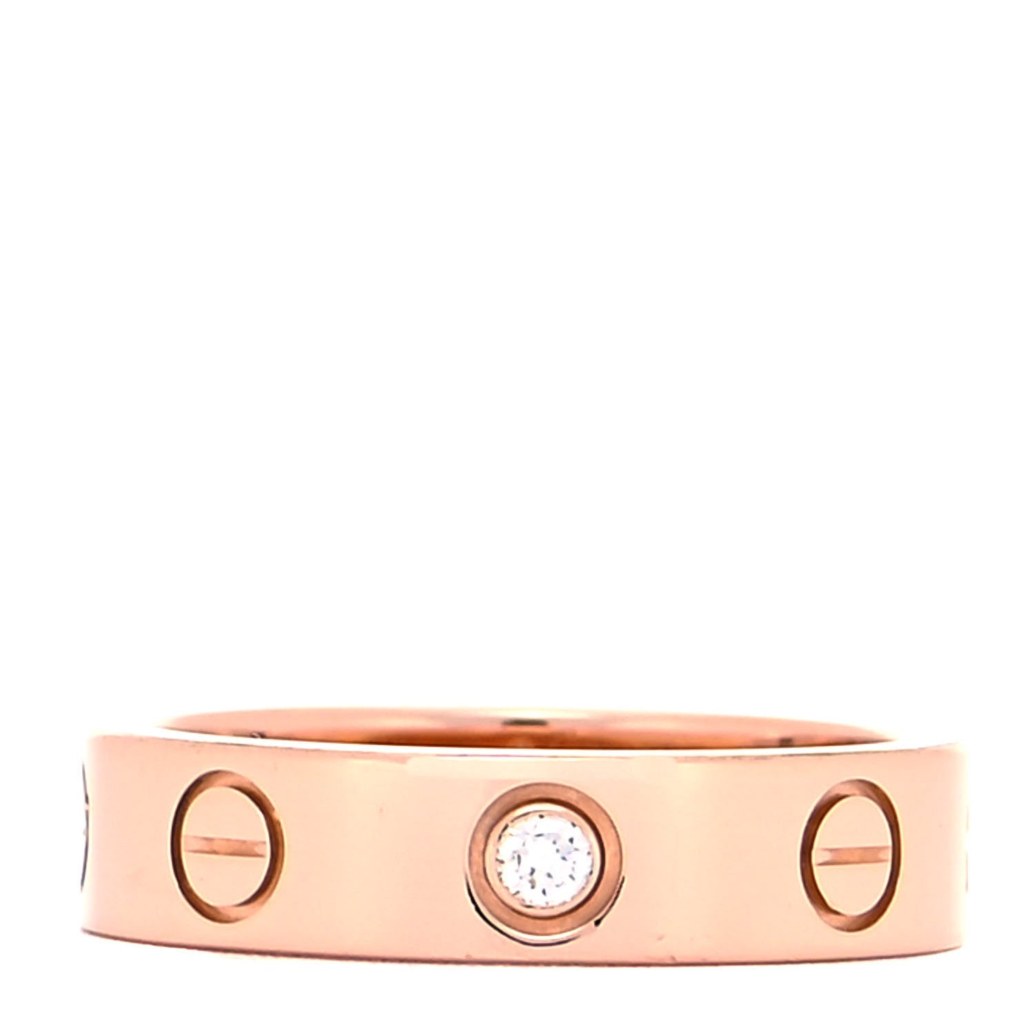 Cartier 18K Pink Gold Diamond 4mm LOVE Wedding Band Ring 45 3.5 1 of 4