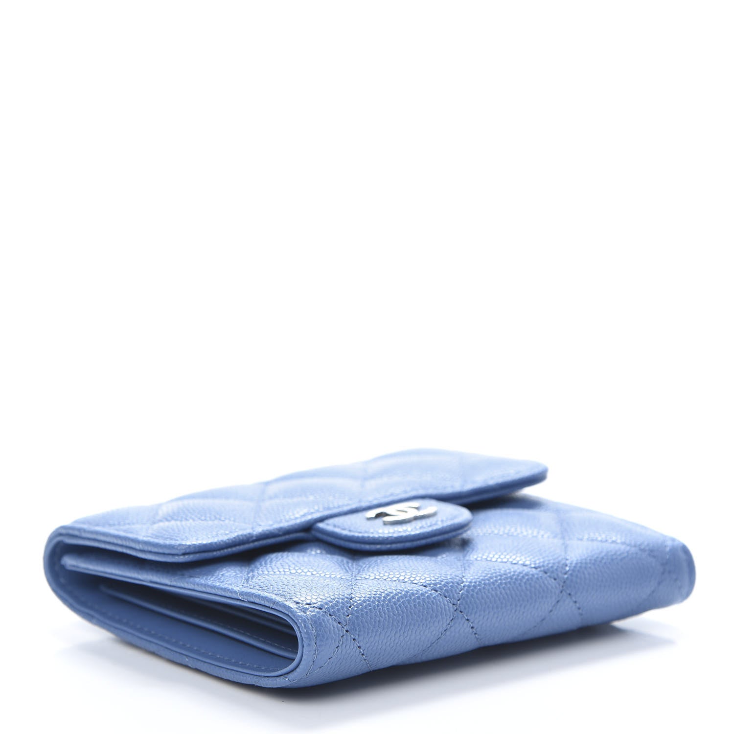 Chanel Caviar Quilted Compact Flap Wallet Blue 4 of 8