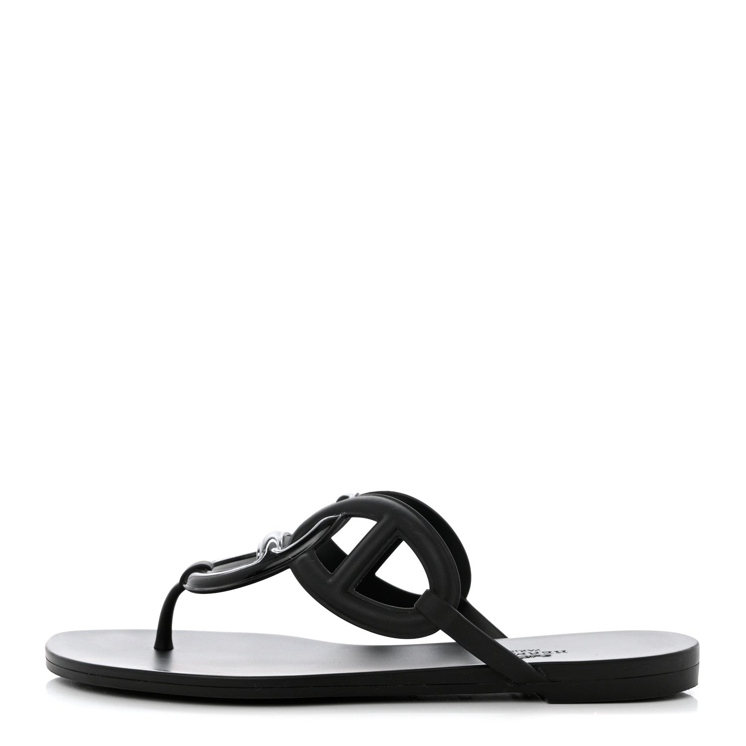 Hermes Rubber Womens Egerie Sandals 38 Black 1 of 11