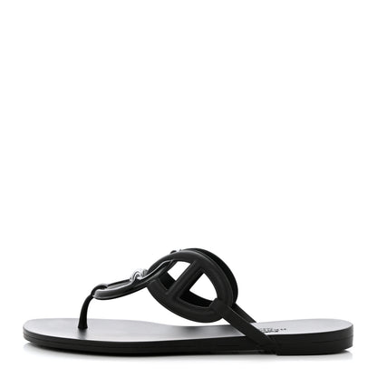 Hermes Rubber Womens Egerie Sandals 38 Black 1 of 11