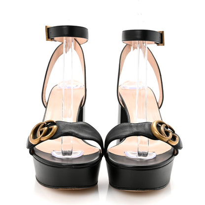 Gucci Calfskin GG Marmont Ankle Wrap 30/85mm Platform Sandals 39.5 Black 3 of 9