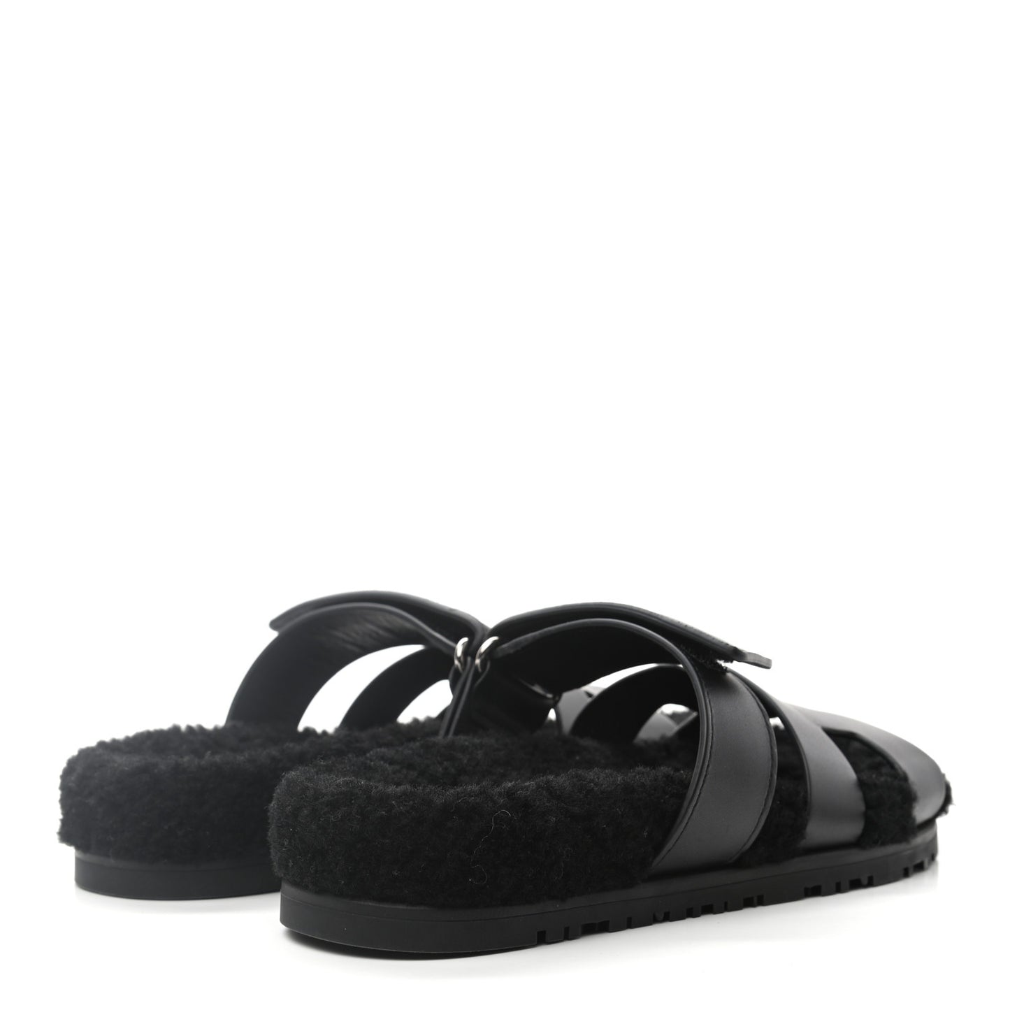 Calfskin Woolskin Womens Chypre Sandals 36.5 Black