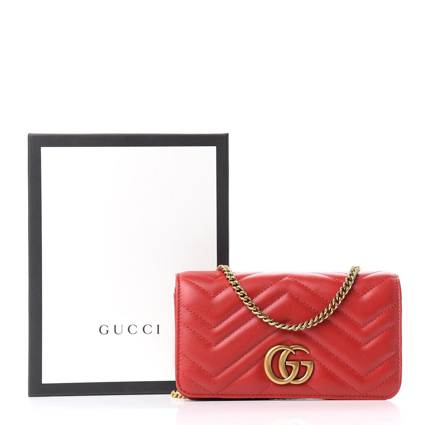 Calfskin Matelasse GG Marmont Mini Bag Hibiscus Red