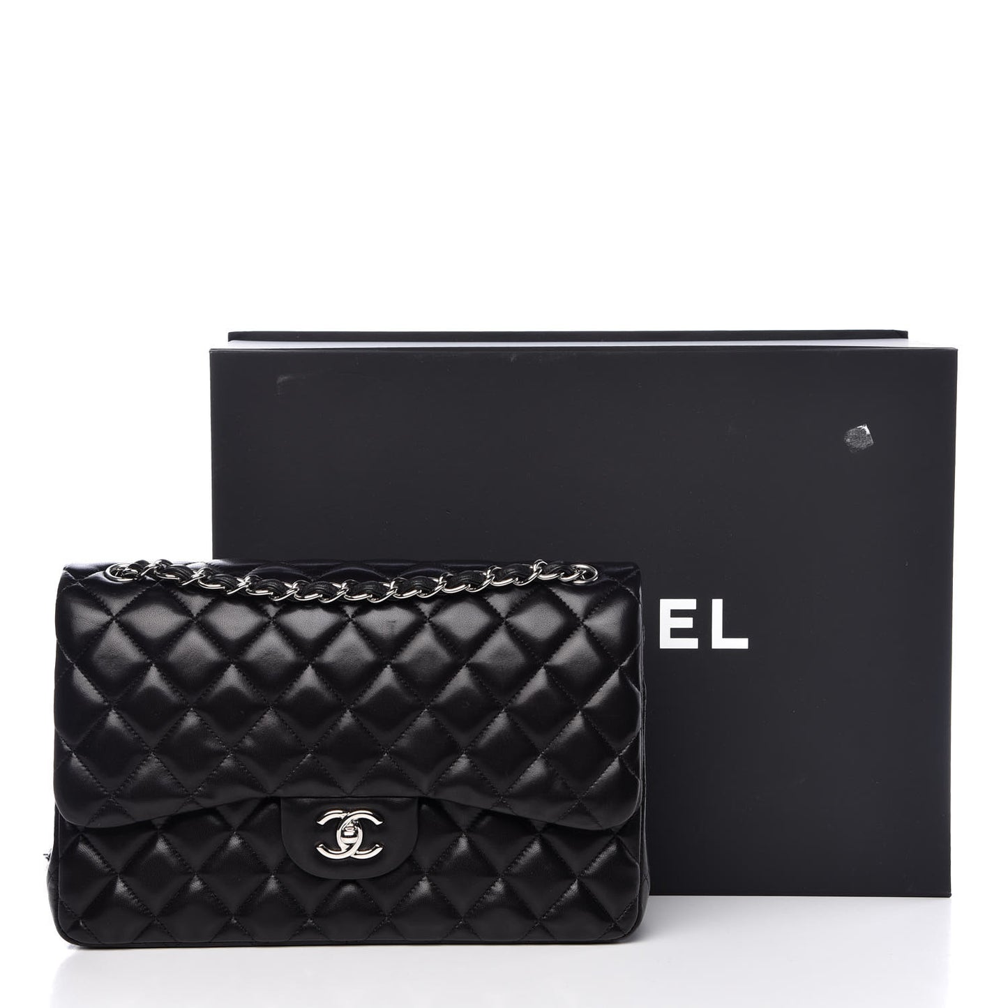 Lambskin Quilted Jumbo Double Flap Black