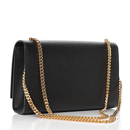 Saint Laurent Grain De Poudre Medium Classic Monogram Kate Satchel Black 3 of 12