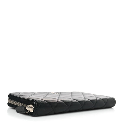 Chanel Lambskin Quilted Large Gusset Zip Around Wallet Black 4 of 8